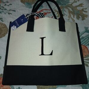 Srylish Black and Cream 3 Piece Letter L Travel Tote Bag Set